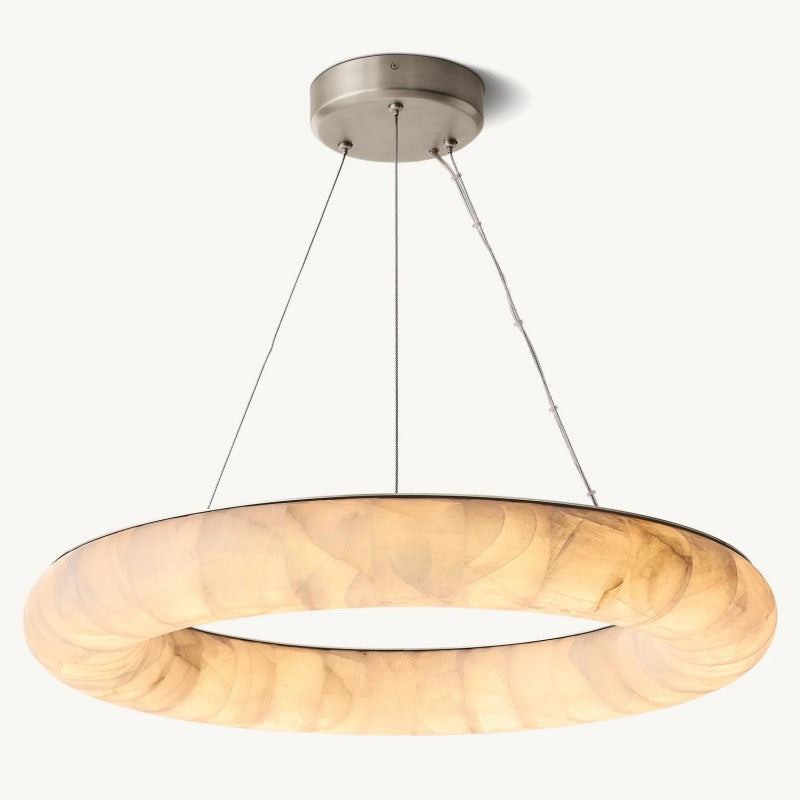 Alabaster Riven Round Chandelier 31″D