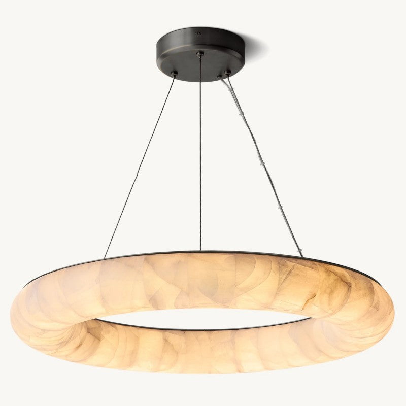 Alabaster Riven Round Chandelier 31″D
