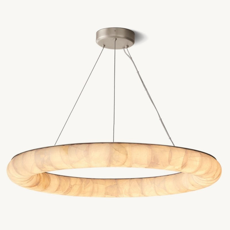 Alabaster Riven Round Chandelier 41″D