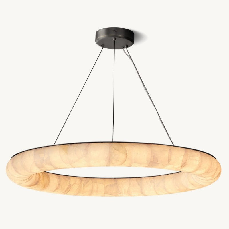 Alabaster Riven Round Chandelier 41″D