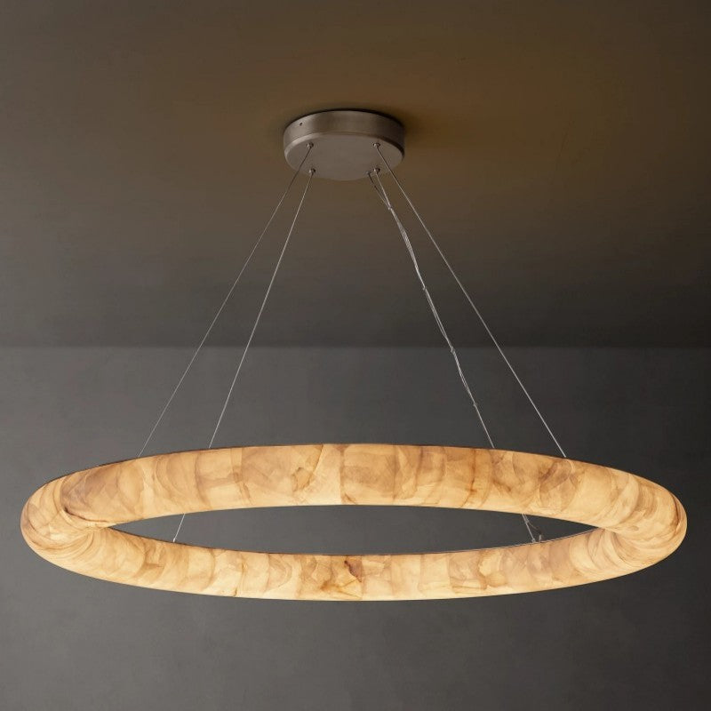 Alabaster Riven Round Chandelier 61″ D