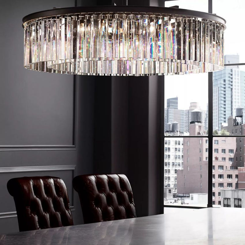 Ryan Round Triangular Crystal Chandelier 32"D