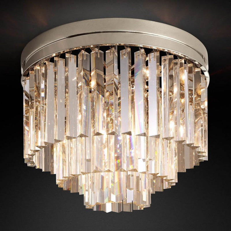 Ryan Tiered Triangular Crystal Flushmount 20"D