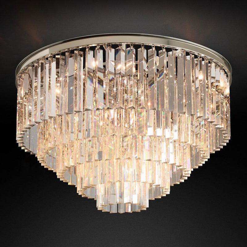 Ryan Tiered Triangular Crystal Flushmount 32"D