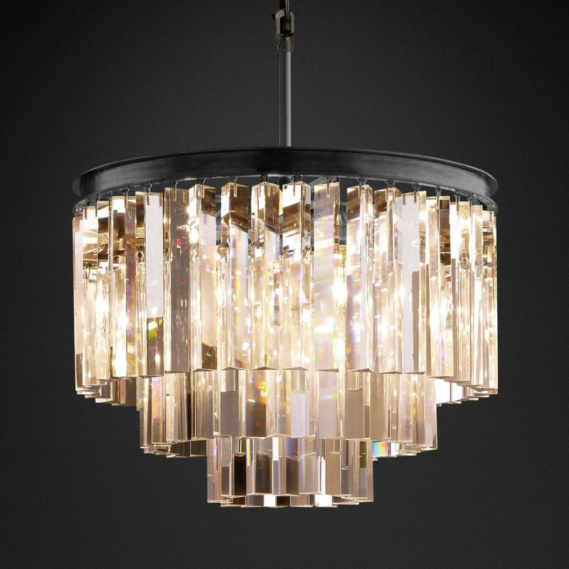 Ryan Tiered Round Triangular Crystal Chandelier 20"D