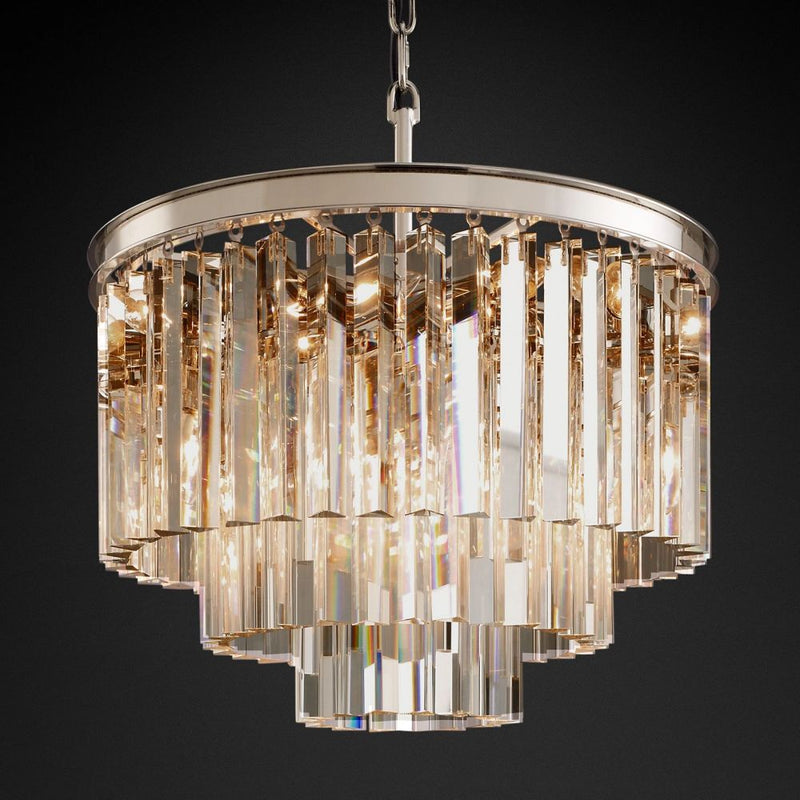 Ryan Tiered Round Triangular Crystal Chandelier 20"D