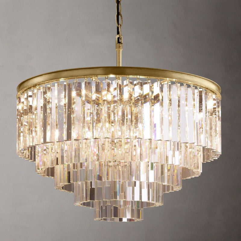Ryan Tiered Round Triangular Crystal Chandelier 32"D