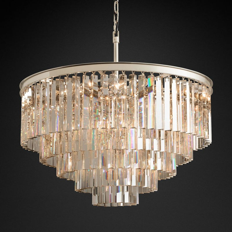 Ryan Tiered Round Triangular Crystal Chandelier 32"D