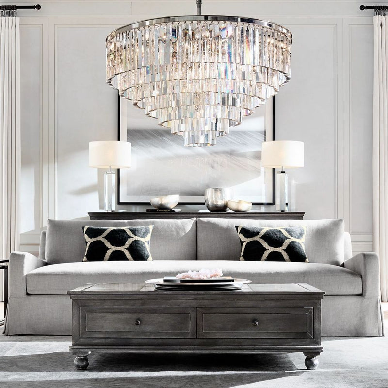 Ryan Tiered Round Triangular Crystal Chandelier 44"D