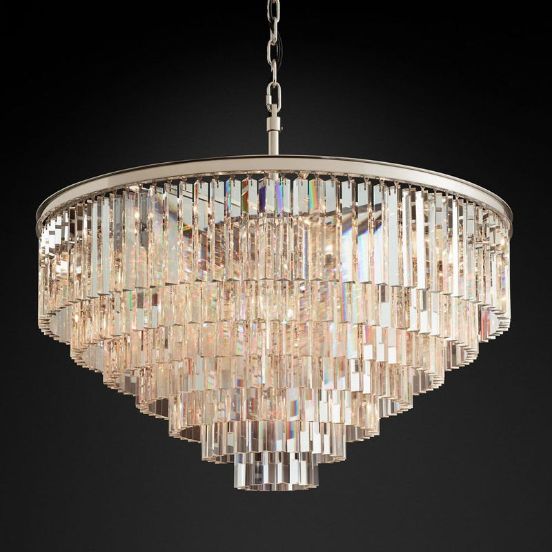 Ryan Tiered Round Triangular Crystal Chandelier 44"D