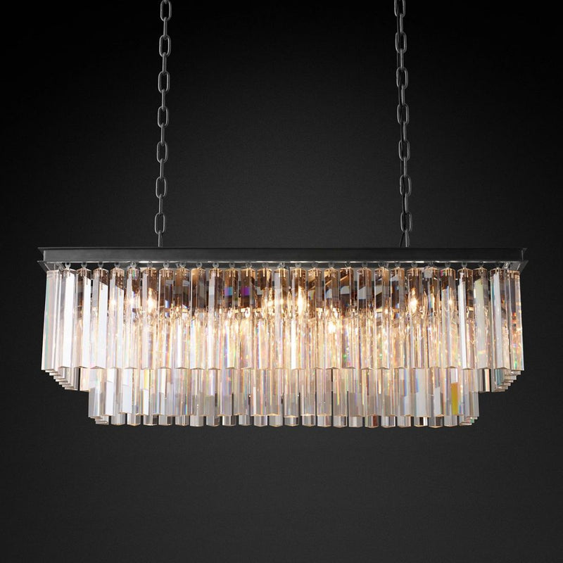 Ryan Tiered Rectangle Triangular Crystal Chandelier 40" W