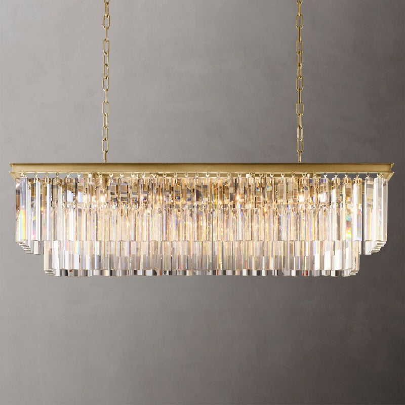 Ryan Tiered Rectangle Triangular Crystal Chandelier 49"W