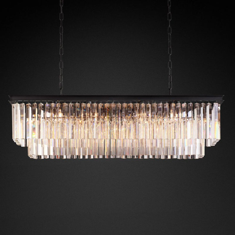 Ryan Tiered Rectangle Triangular Crystal Chandelier 49"W