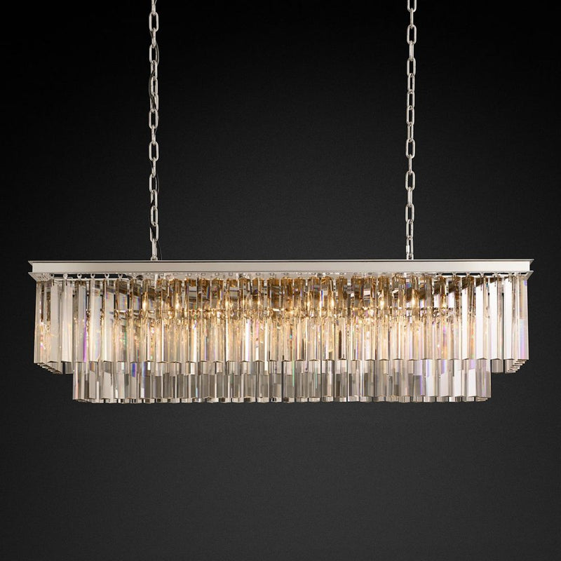 Ryan Tiered Rectangle Triangular Crystal Chandelier 49"W