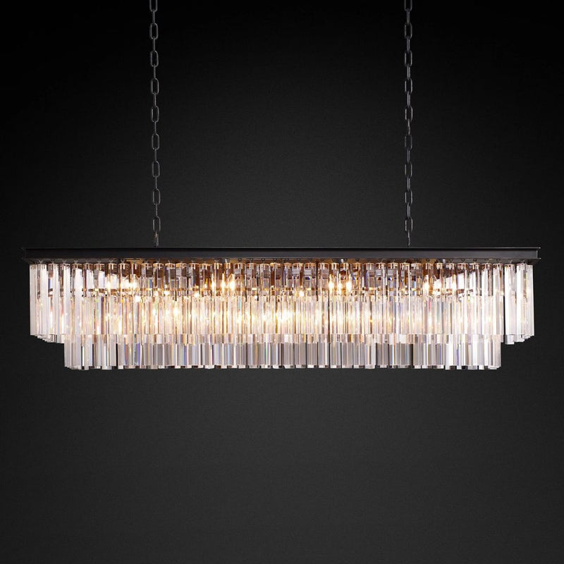 Ryan Tiered Rectangle Triangular Crystal Chandelier 59"W