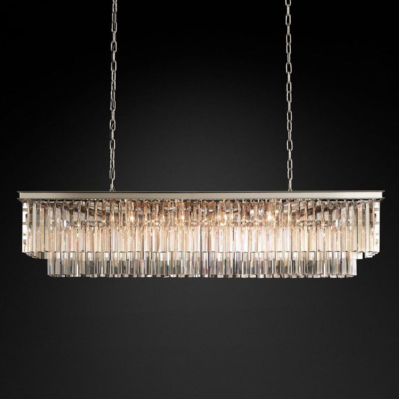 Ryan Tiered Rectangle Triangular Crystal Chandelier 59"W