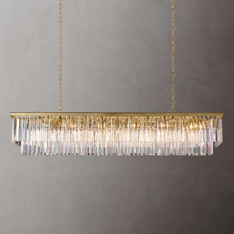 Ryan Tiered Rectangle Triangular Crystal Chandelier 72"W