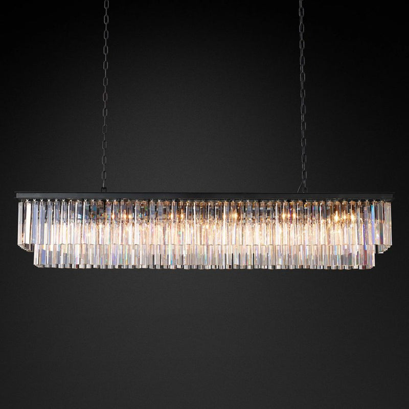 Ryan Tiered Rectangle Triangular Crystal Chandelier 72"W