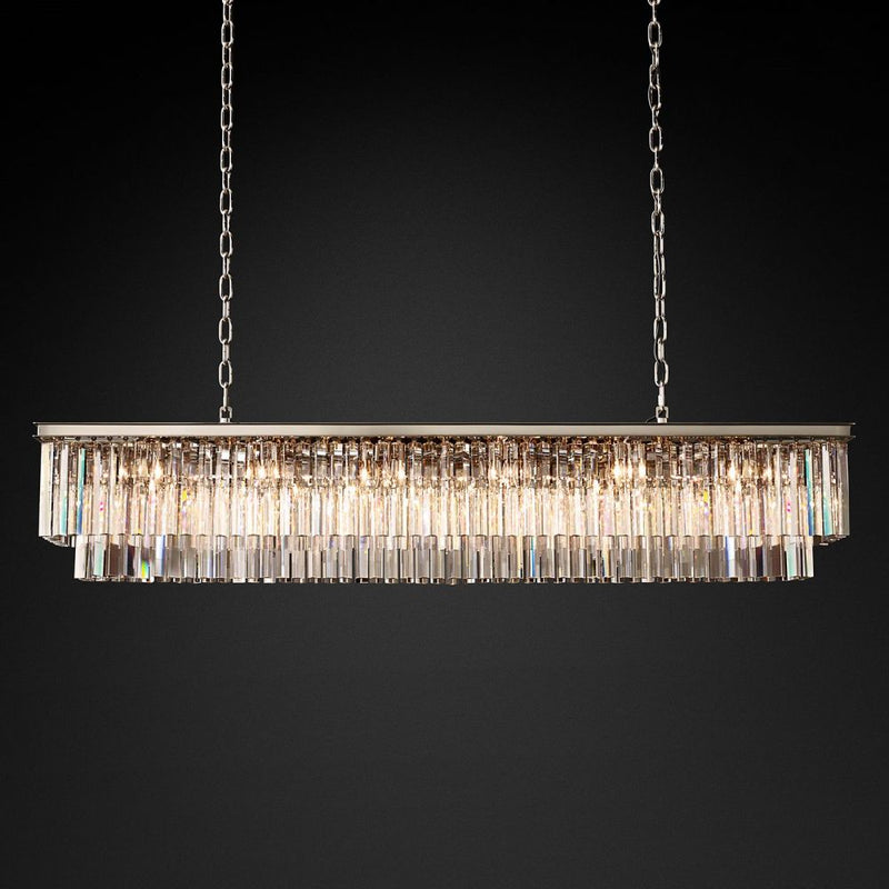 Ryan Tiered Rectangle Triangular Crystal Chandelier 72"W