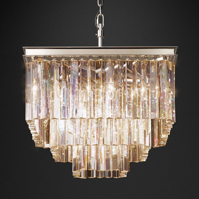 Ryan Triangular Crystal Tiered Square Chandelier 22"