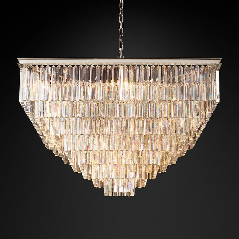 Ryan Triangular Crystal Tiered Square Chandelier 47"