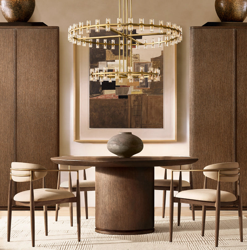 Industrial Round Two-Tier-Crystal Chandelier