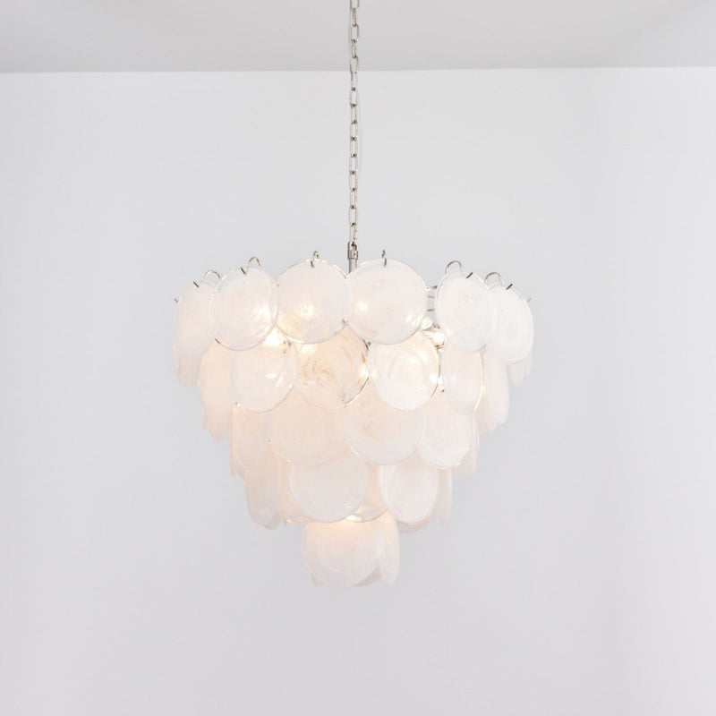 White Murano Disc Chandelier