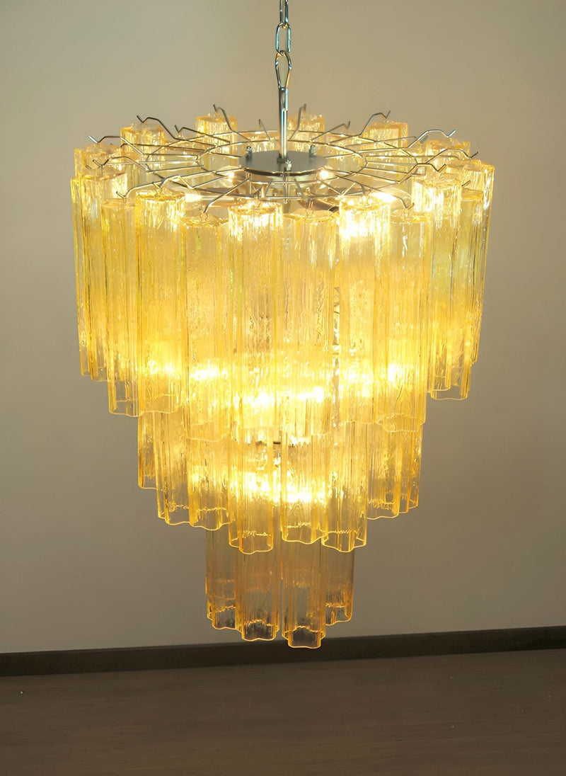 Yellow Murano Glass Tube Chandelier