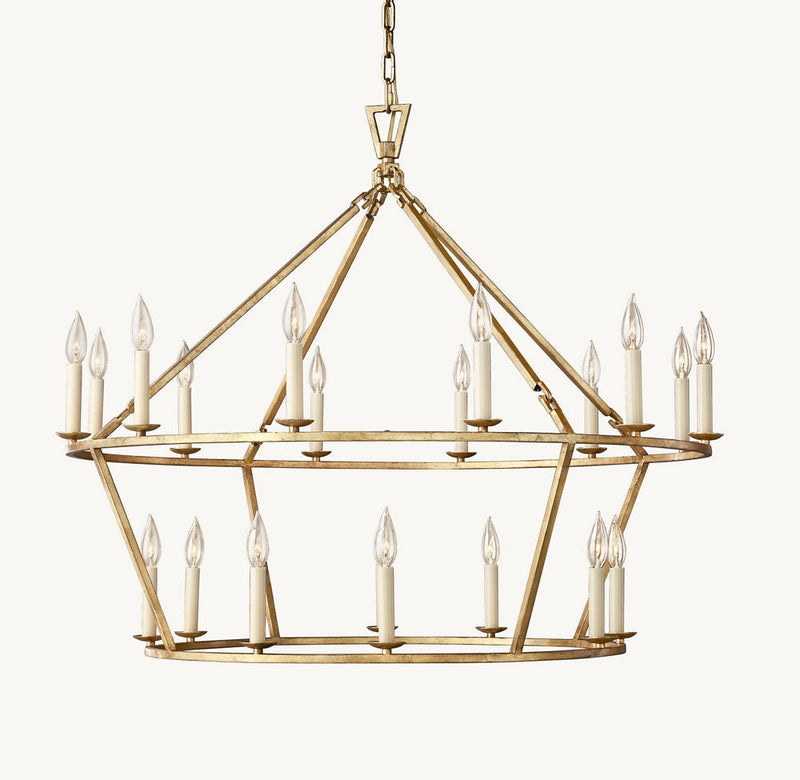 19TH C. ENGLISH OPENWORK TWO-TIER ROUND CHANDELIER 40"