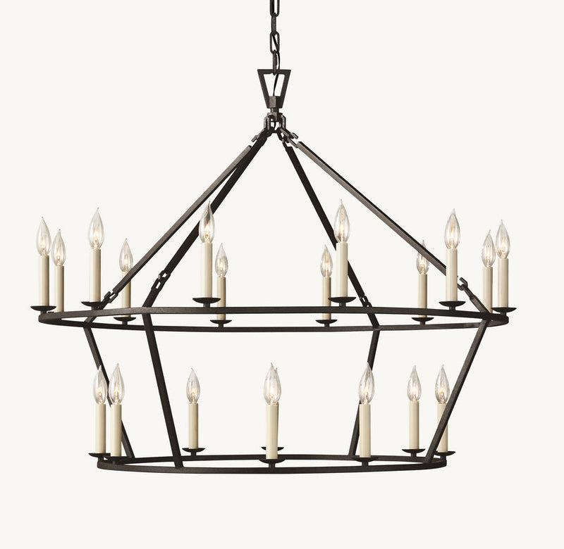19TH C. ENGLISH OPENWORK TWO-TIER ROUND CHANDELIER 40"
