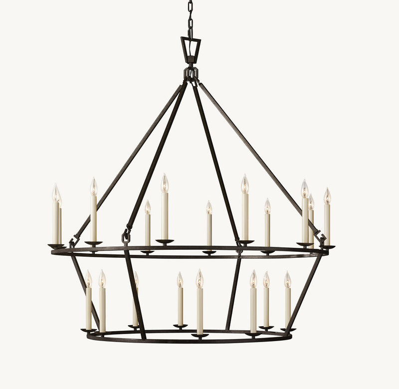 19TH C. ENGLISH OPENWORK TWO-TIER ROUND CHANDELIER 50"