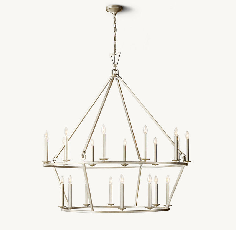 19TH C. ENGLISH OPENWORK TWO-TIER ROUND CHANDELIER 62"