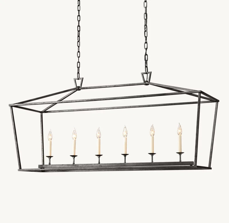 19TH C. ENGLISH OPENWORK RECTANGULAR CHANDELIER 54"