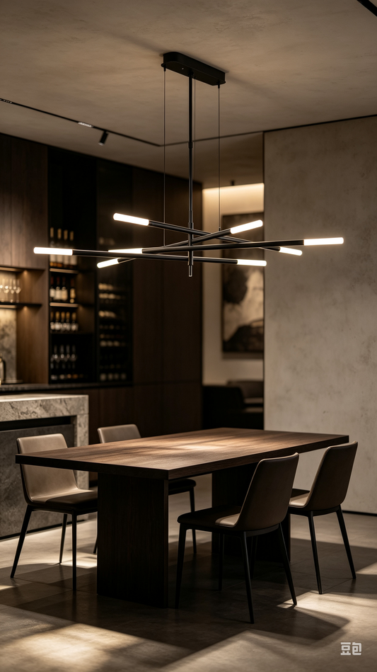 Modern Kinetic Elegance: The Russell 8-Light Linear Chandelier