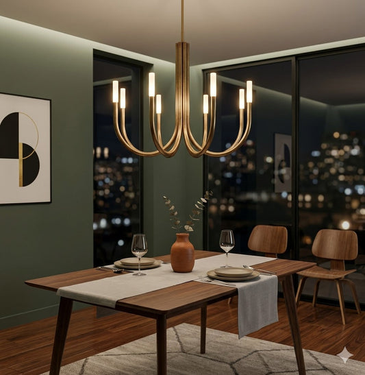 How to Anchor Your Dining Room with a Mid-Century Brass Chandelier