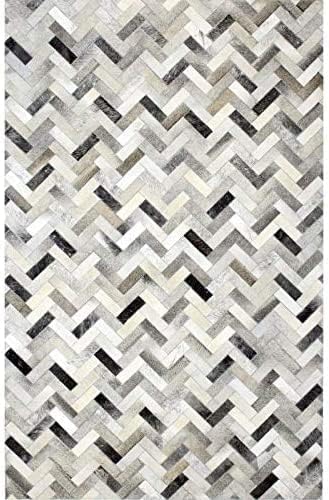 Nordic Herringbone Hand-Stitched Genuine Cowhide Rug
