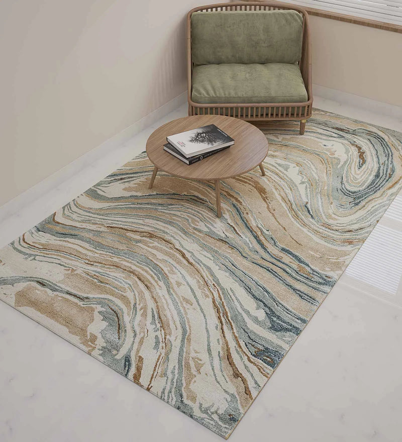 Interstellar Grid Hand-Tufted New Zealand Wool Sculptural Rug
