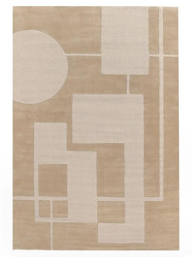 Linear Abstract Hand-Tufted New Zealand Wool Rug