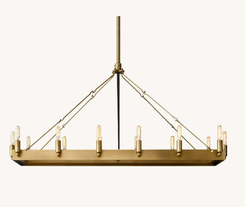 Camilo Vintage Candelabra Rectangle Chandelier 52''L