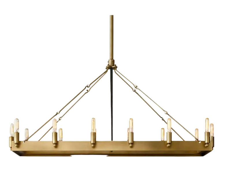 Camilo Vintage Candelabra Rectangle Chandelier 52''L
