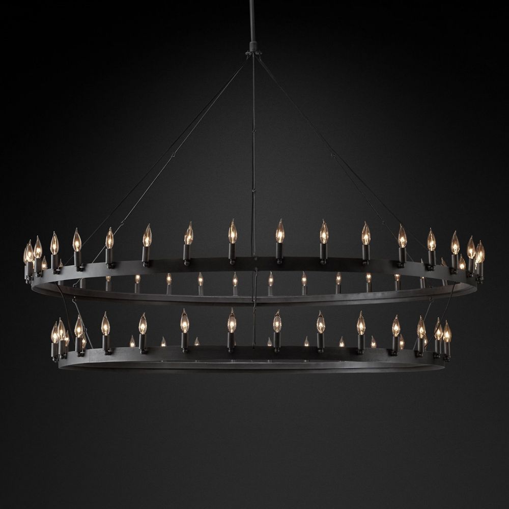 Camilo Vintage Candelabra 2-Tier Round Chandelier 73''D