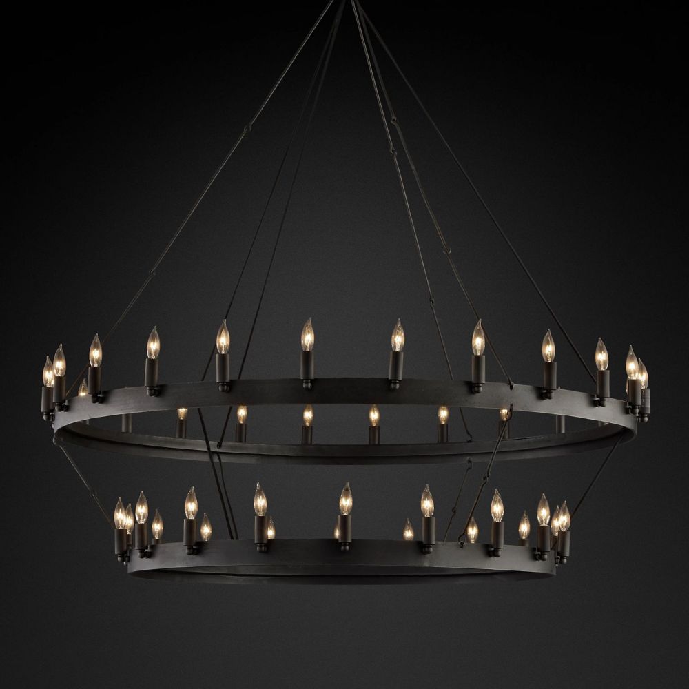 Camilo Vintage Candelabra 2-Tier Round Chandelier 50''D