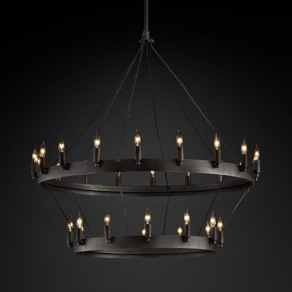 Camilo Vintage Candelabra 2-Tier Round Chandelier 38''D