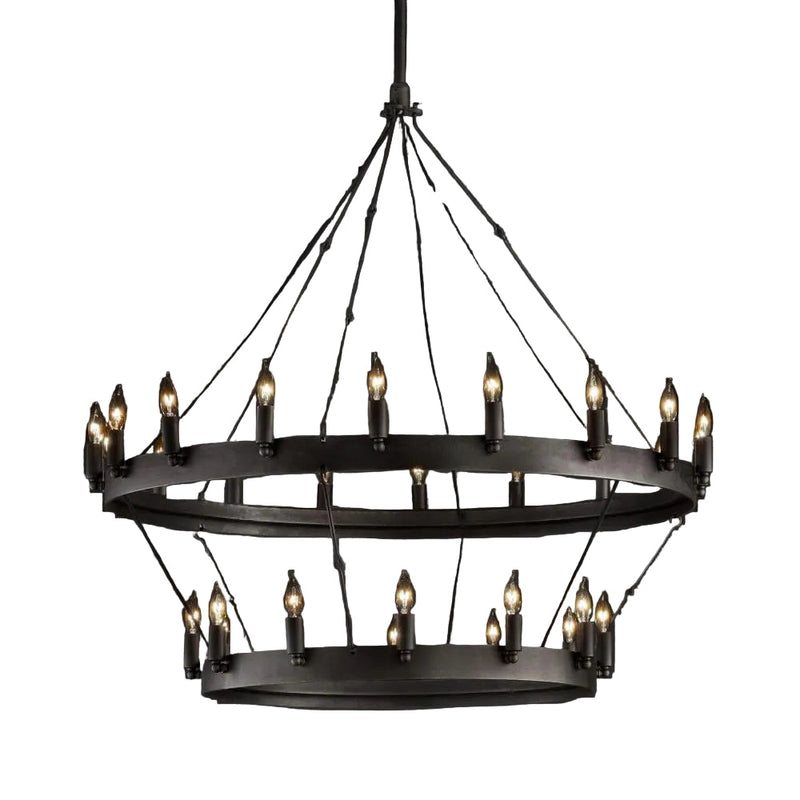 Camilo Vintage Candelabra 2-Tier Round Chandelier 38''D
