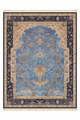 Hand Knotted Kashmiri Silk Medallion Rug – Luxury Handmade Indian Silk Carpet, Sky Blue Floral Design Area Rug