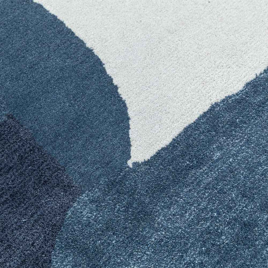 Product Title: Azure Drift Hand-Tufted NZ Wool & Viscose Abstract Art Rug
