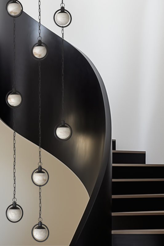 Trento Alabaster Chandelier 5 BLK
