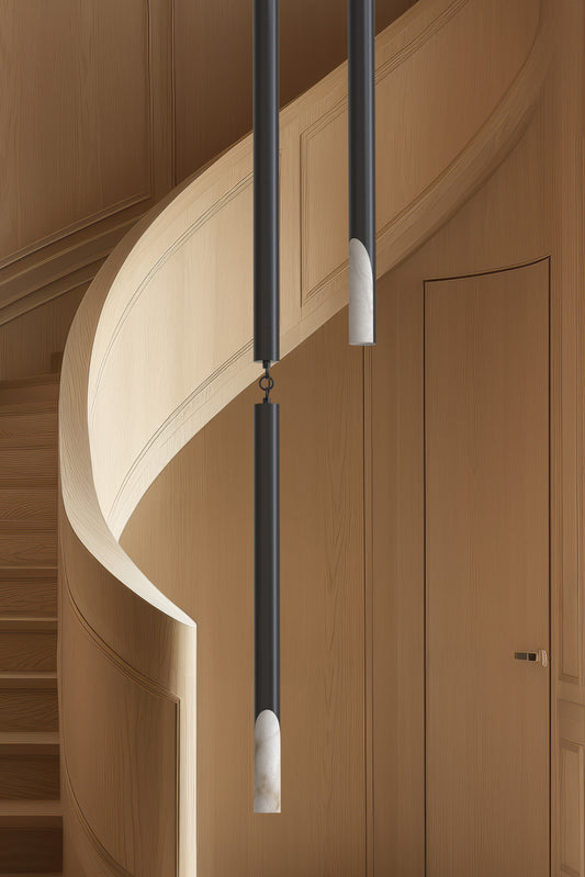 Siena Alabaster Chandelier V6 BLK
