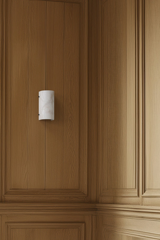 Domo Alabaster Half Sconce BLK