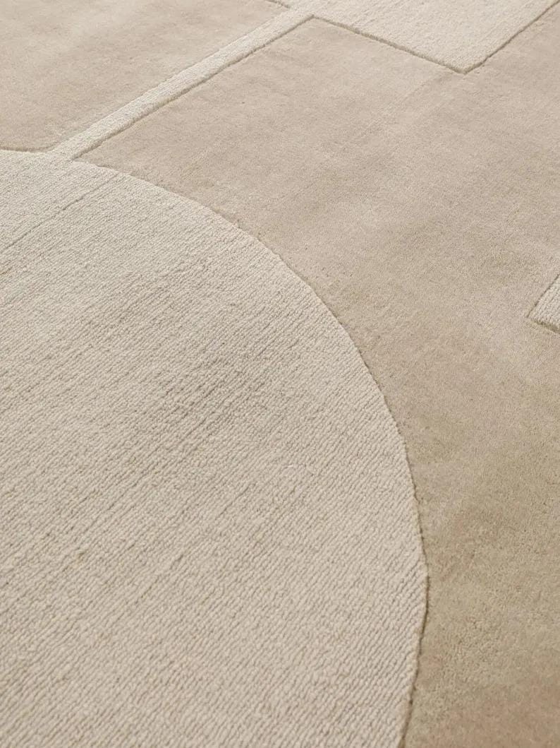 Linear Abstract Hand-Tufted New Zealand Wool Rug